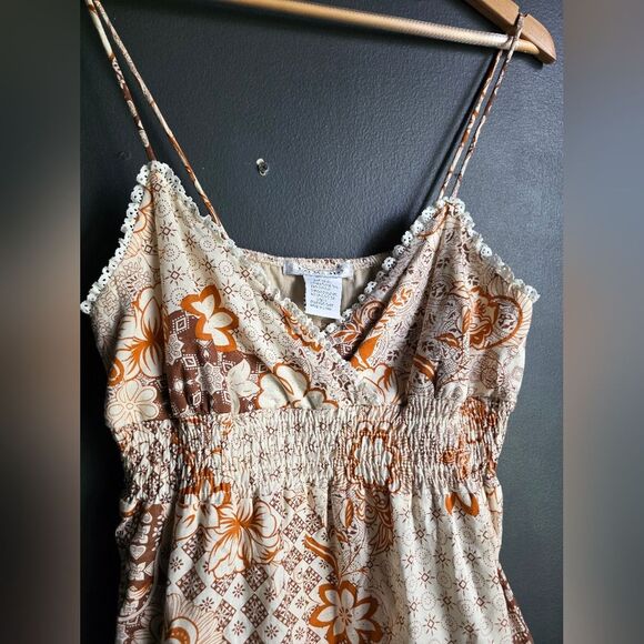 La Belle Baby Doll Bust Smocked Waist Lined Knee Lace Trim Midi Dress VTG Sz 11 - Picture 11 of 14